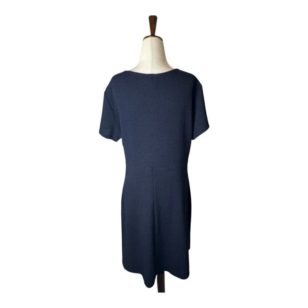 Rabbit Rabbit Rabbit Knit Fit And‎ Flare Dress Women 16 Navy Blue Short Sleeve